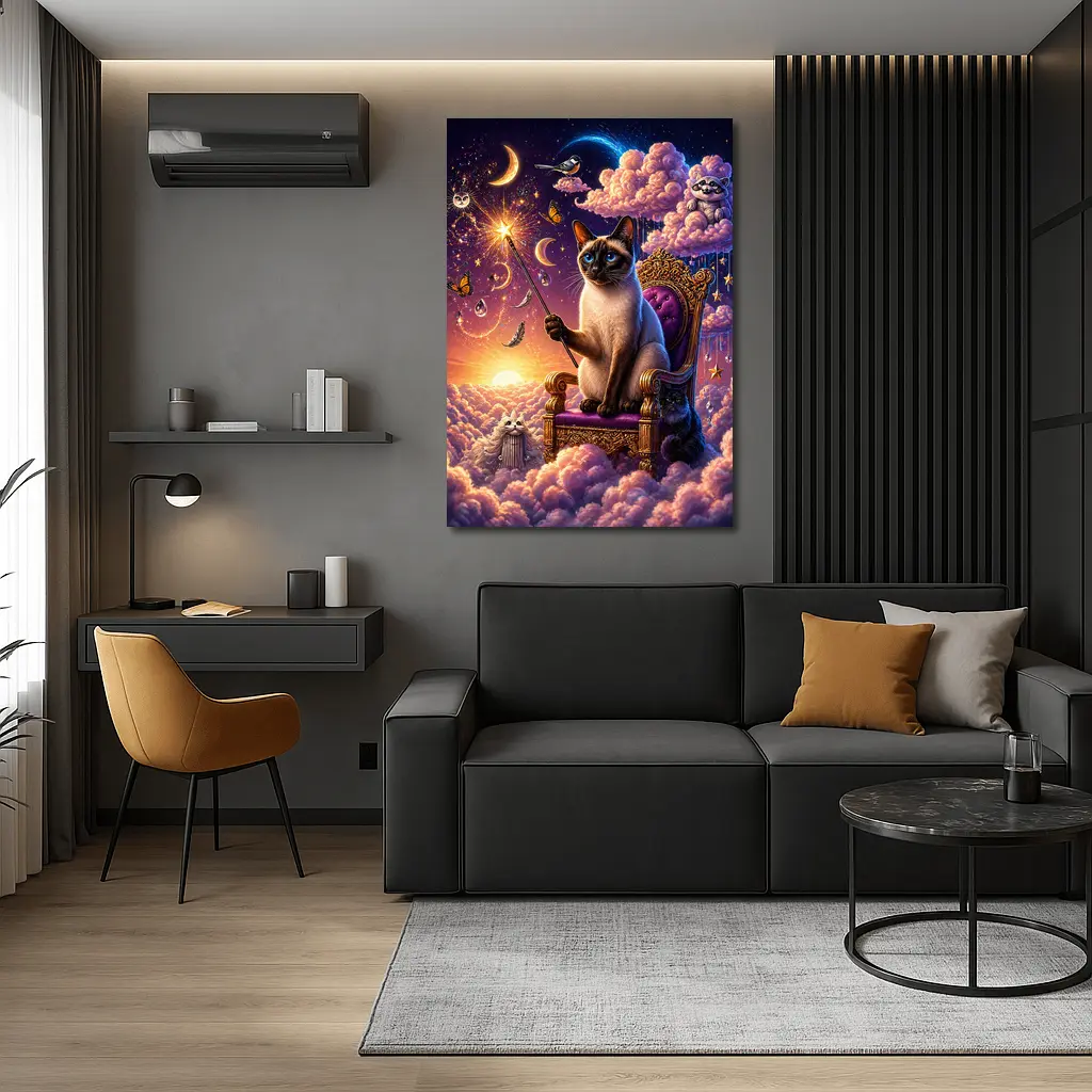 Siamese Cat Wizard Cloud Throne Fantasy – Wall Art