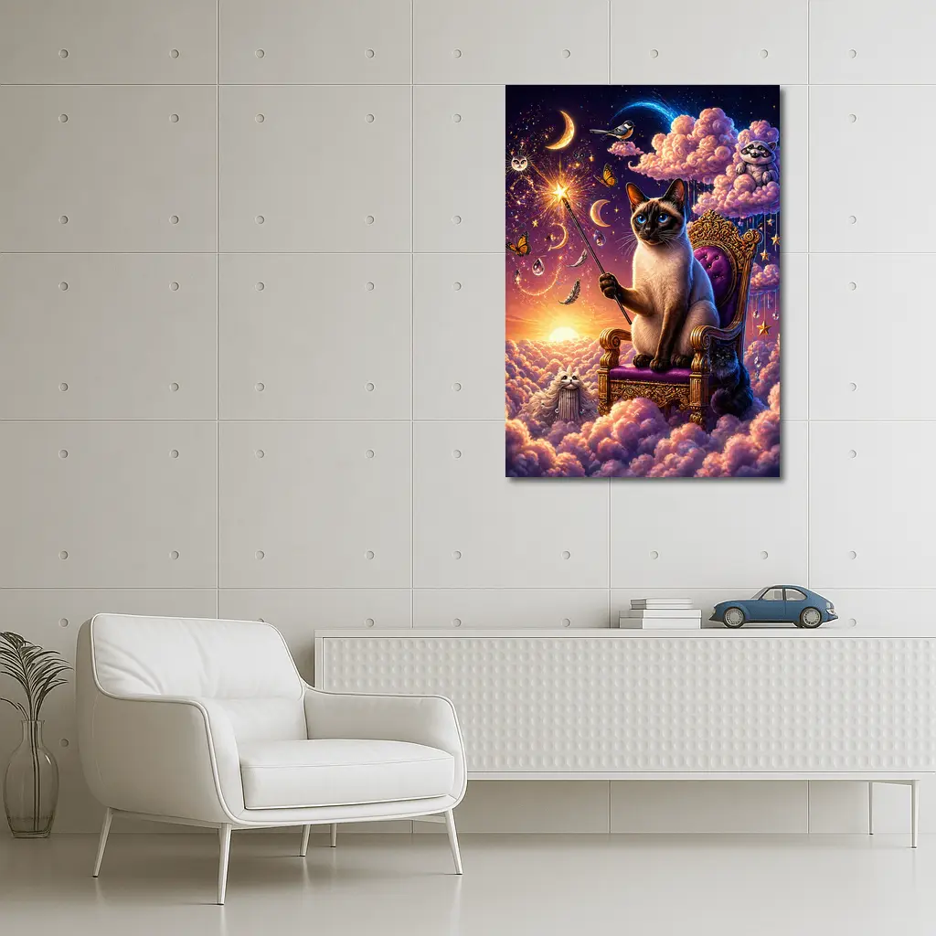 Siamese Cat Wizard Cloud Throne Fantasy – Wall Art