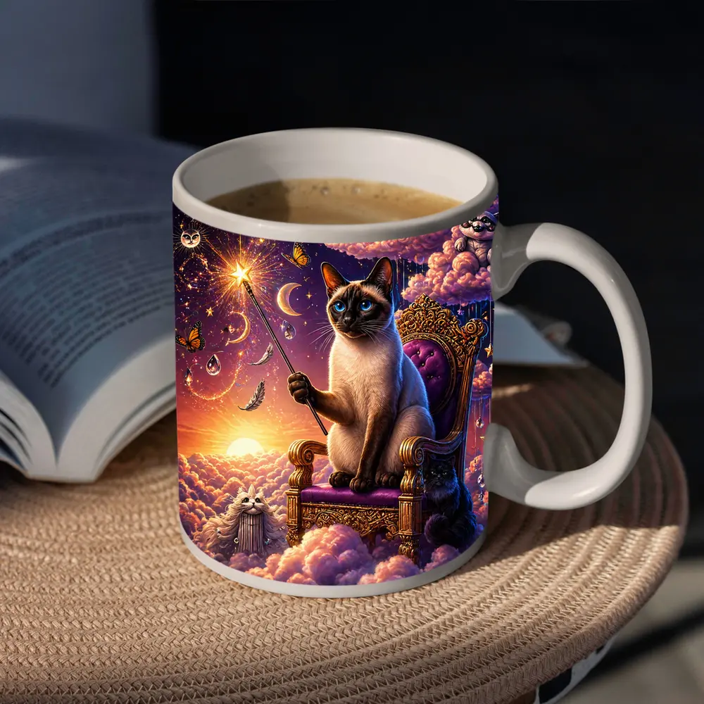Siamese Cat Wizard Cloud Throne Fantasy – Mugs