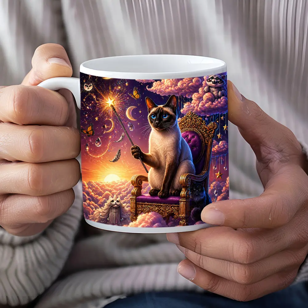 Siamese Cat Wizard Cloud Throne Fantasy – Mugs