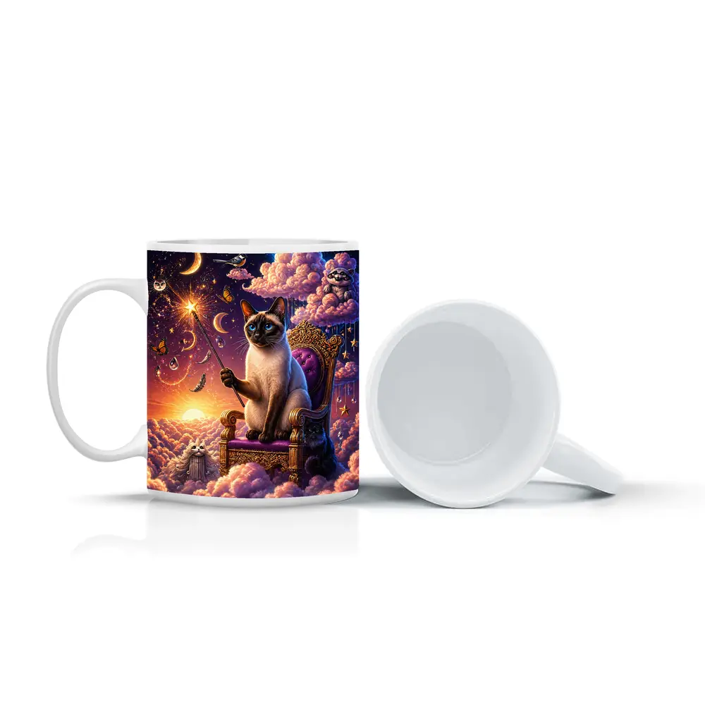 Siamese Cat Wizard Cloud Throne Fantasy – Mugs