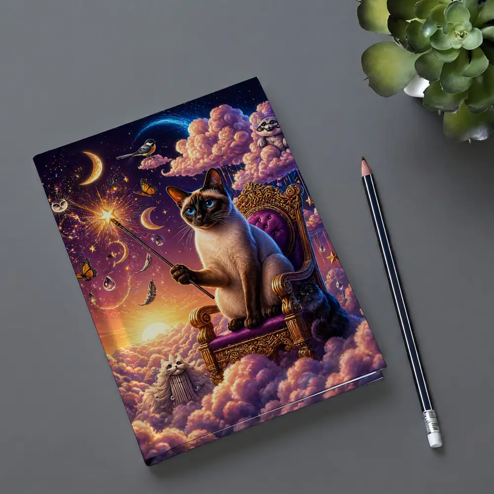 Siamese Cat Wizard Cloud Throne Fantasy – Notebooks