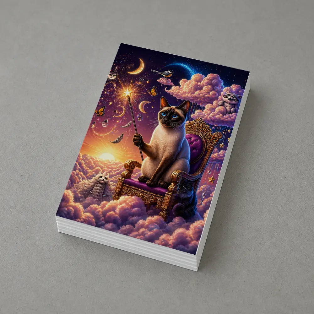 Siamese Cat Wizard Cloud Throne Fantasy – Postcards