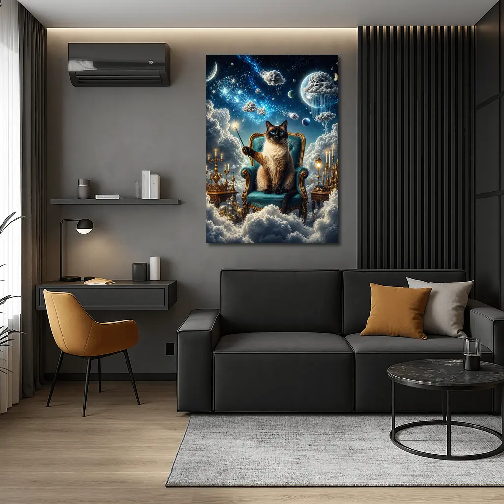 Siamese Cat Wizard Throne Fantasy Sky – Wall Art