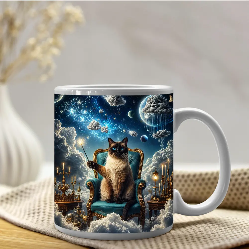 Siamese Cat Wizard Throne Fantasy Sky – Mugs
