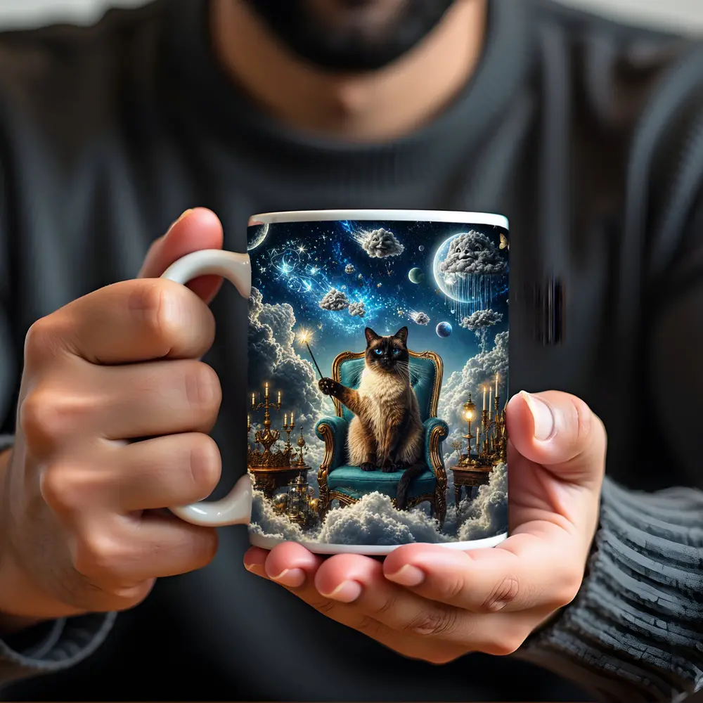 Siamese Cat Wizard Throne Fantasy Sky – Mugs