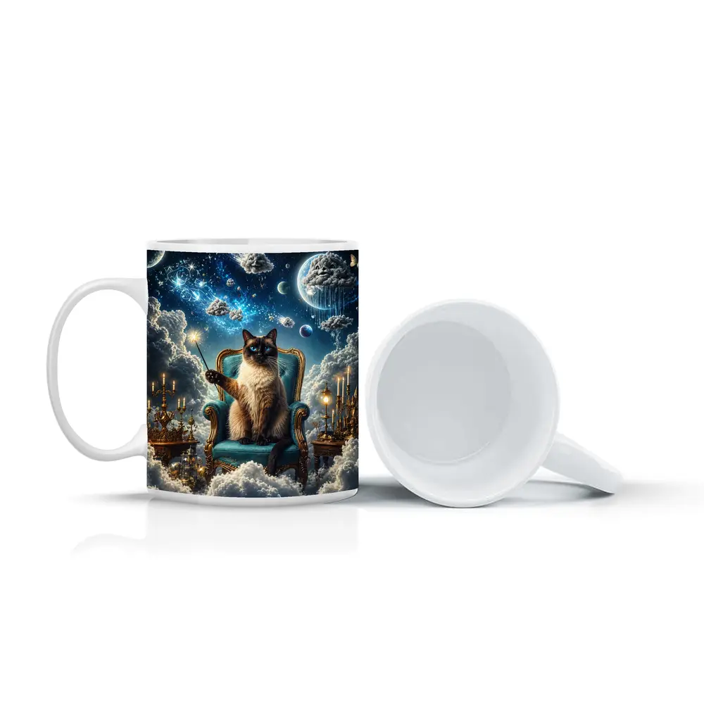 Siamese Cat Wizard Throne Fantasy Sky – Mugs