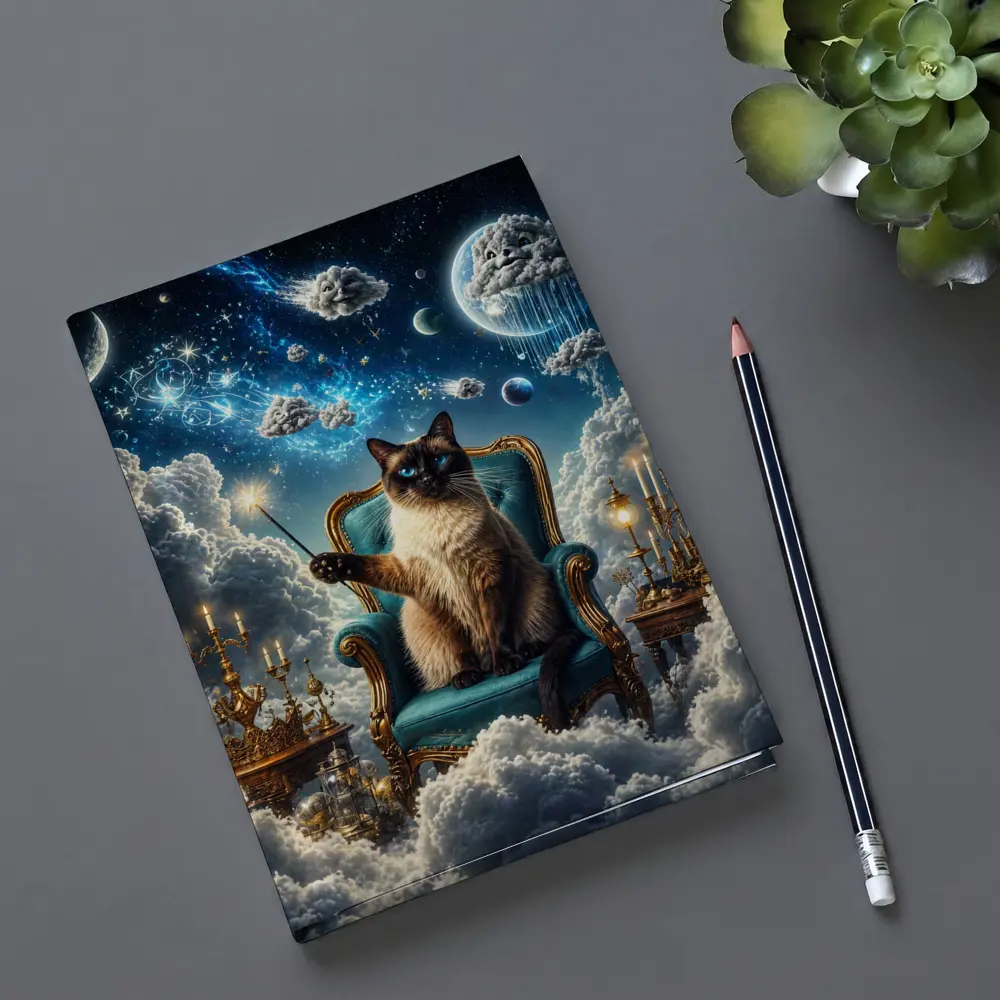 Siamese Cat Wizard Throne Fantasy Sky – Notebooks