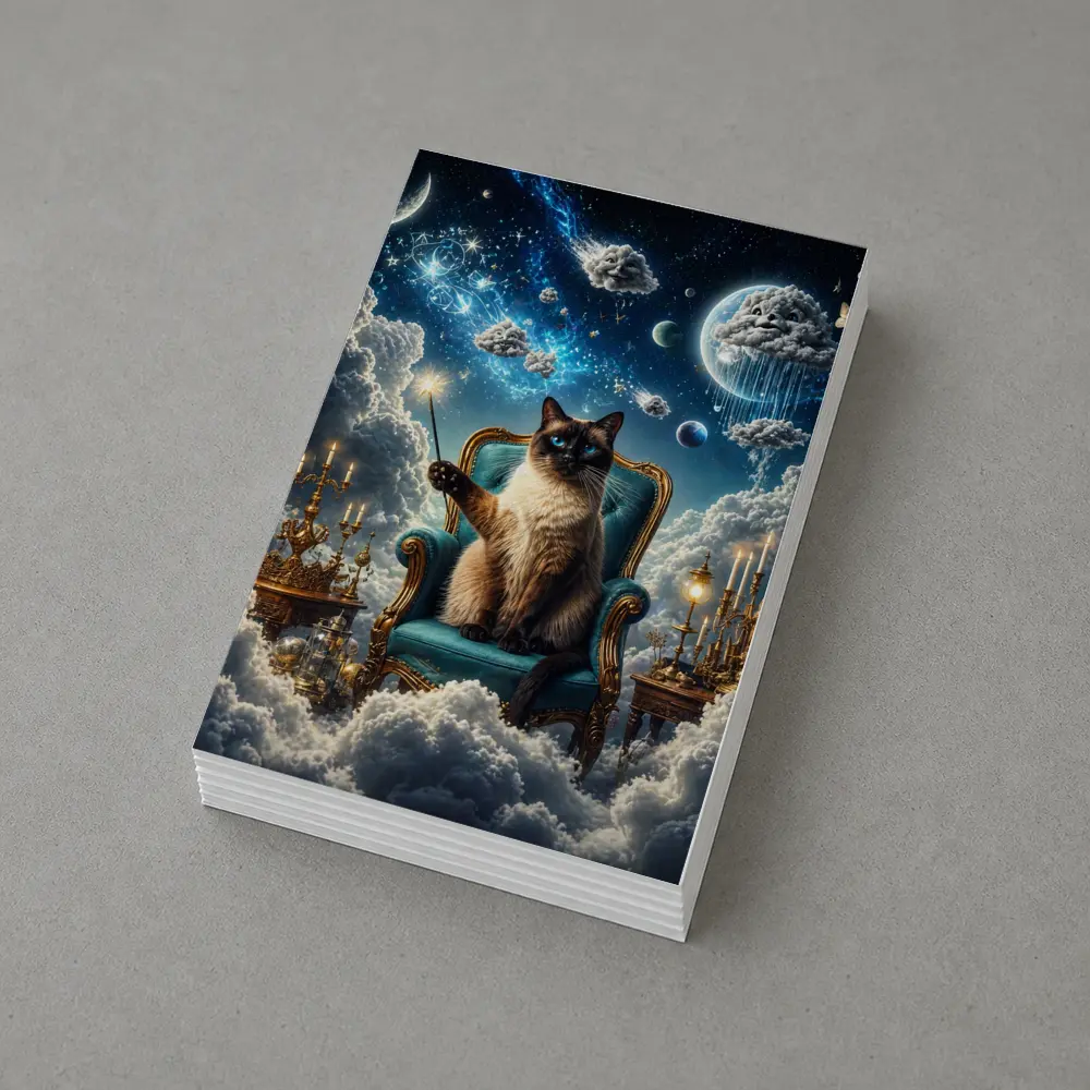 Siamese Cat Wizard Throne Fantasy Sky – Postcards