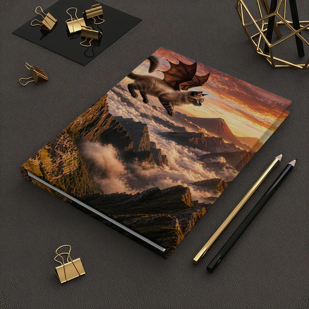 Siamese Dragon Cat Flying Over Mountains – Notebooks