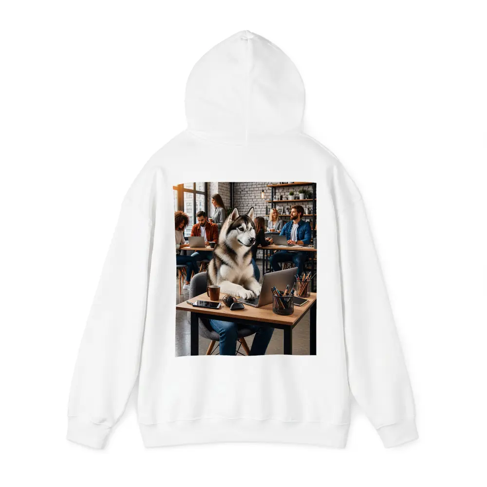 Siberian Husky Working Laptop Coworking Office – Hoodies