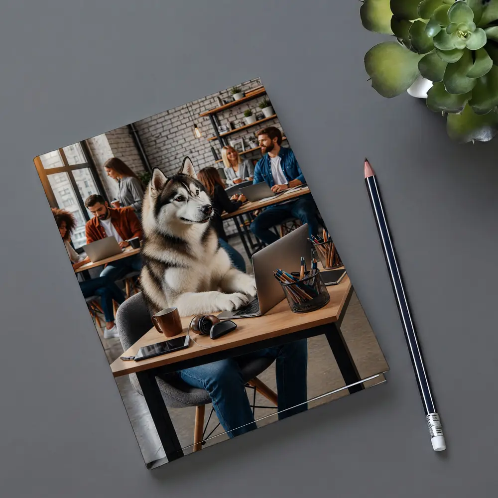 Siberian Husky Working Laptop Coworking Office – Notebooks