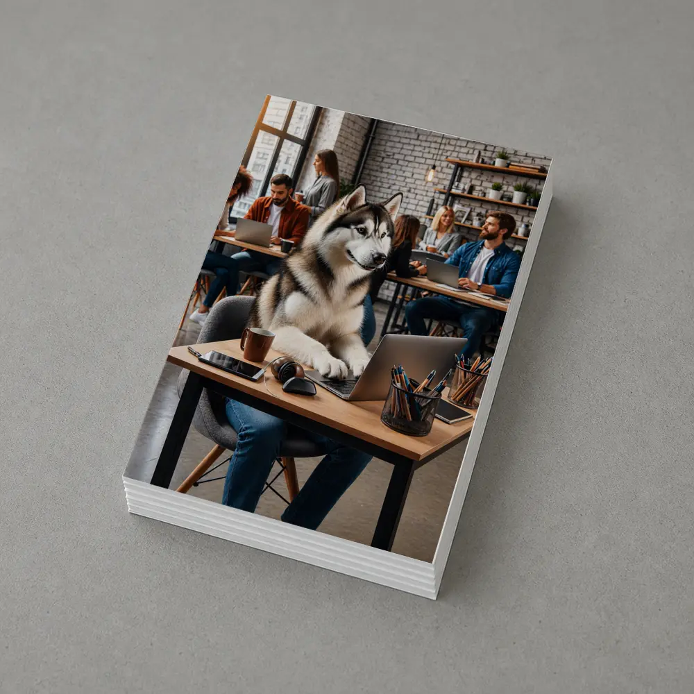 Siberian Husky Working Laptop Coworking Office – Postcards