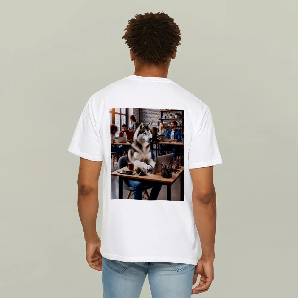 Siberian Husky Working Laptop Coworking Office – T-Shirts