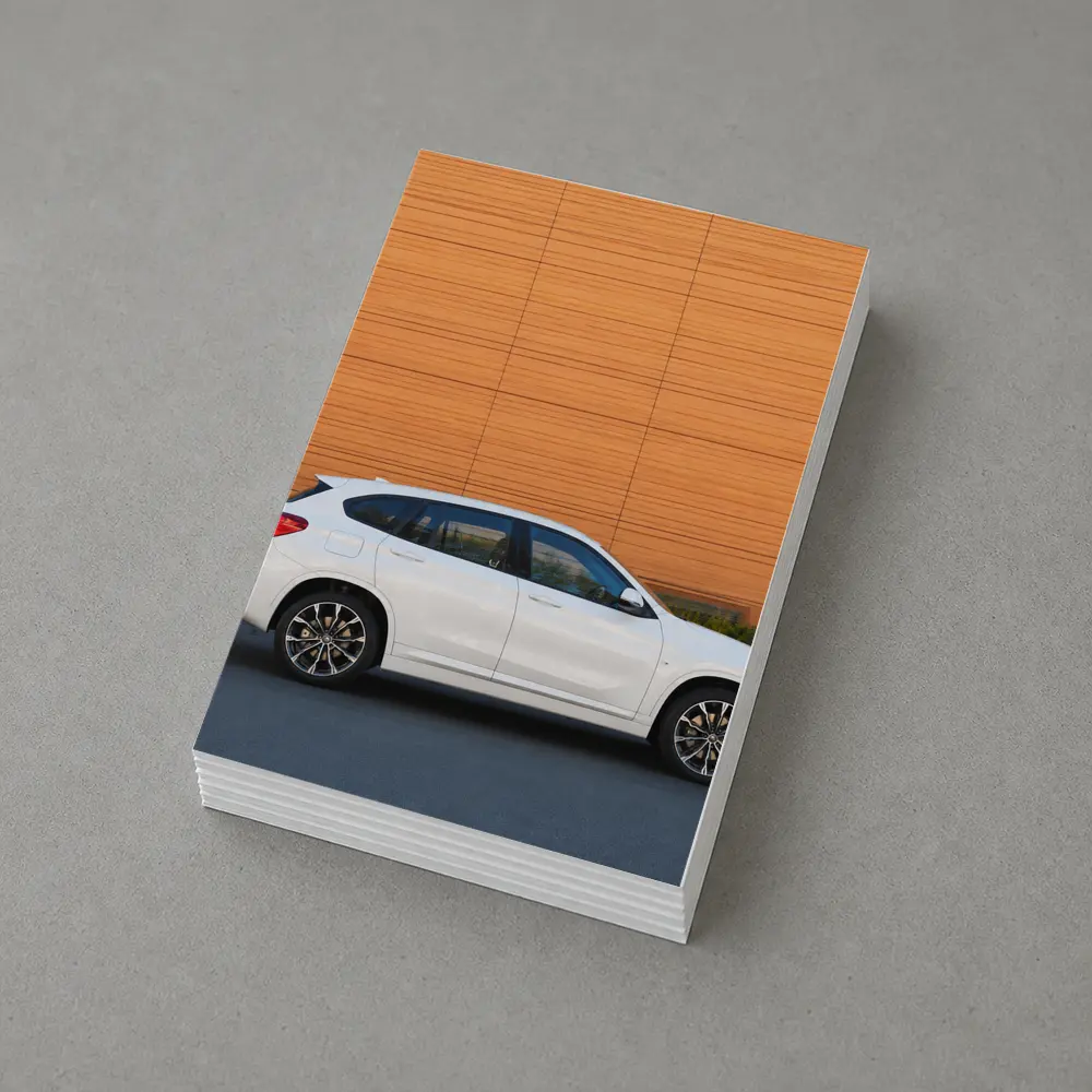 BMW X1 White Side View Orange Wall – Postcards