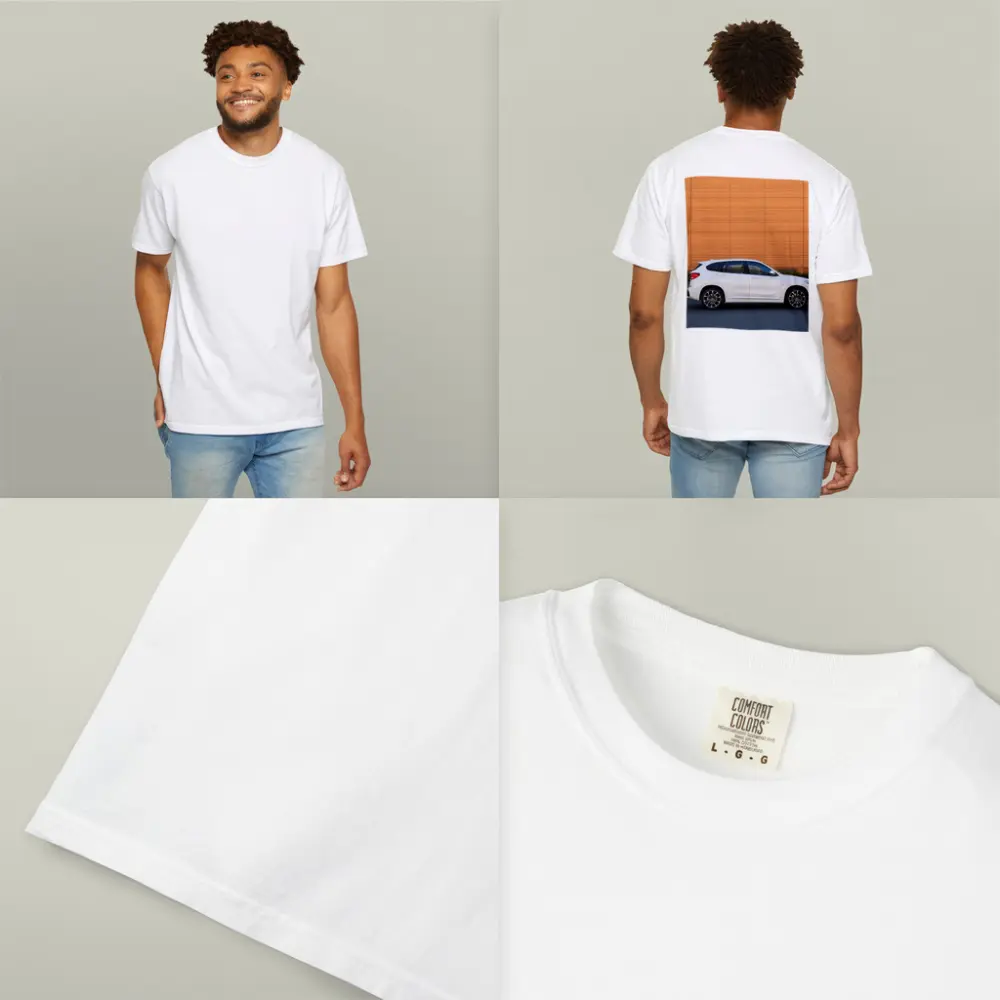 BMW X1 White Side View Orange Wall – T-Shirts
