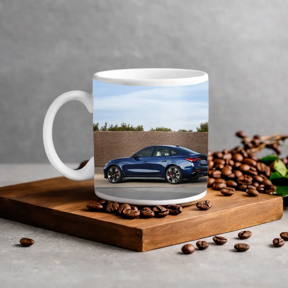 BMW 4 Series Dark Blue Side Street View – Mugs