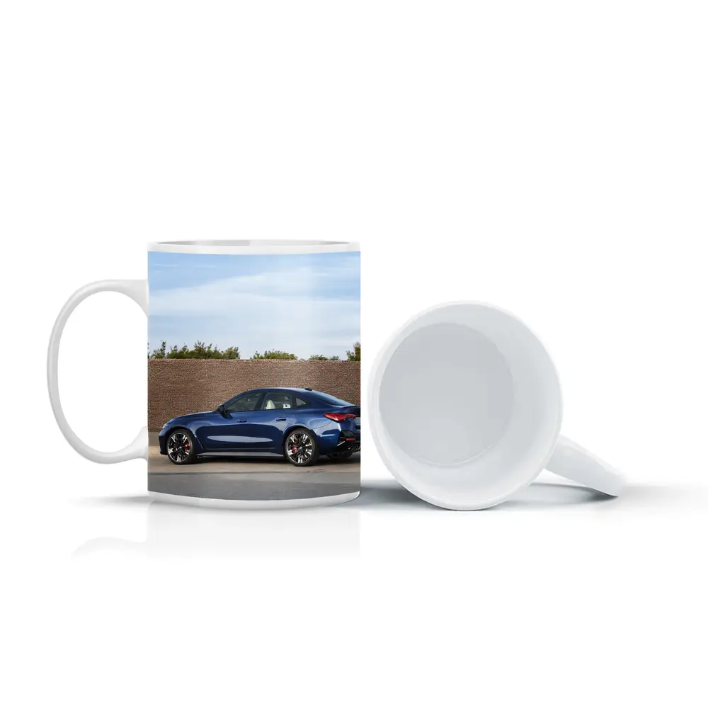 BMW 4 Series Dark Blue Side Street View – Mugs