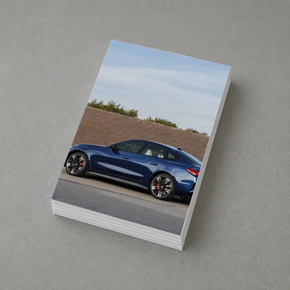 BMW 4 Series Dark Blue Side Street View – Postcards