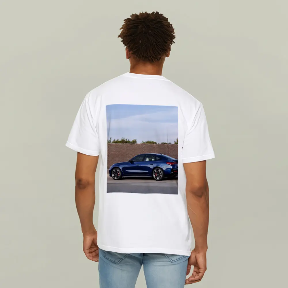 BMW 4 Series Dark Blue Side Street View – T-Shirts