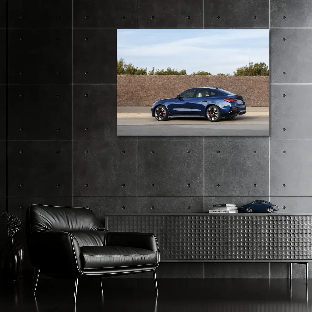 BMW 4 Series Dark Blue Side Street View – Wall Art
