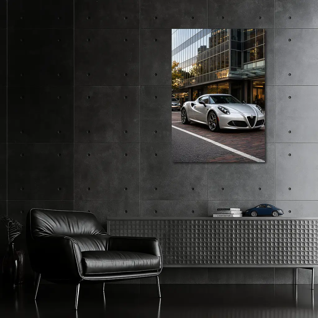 Alfa Romeo 4C Silver Urban City Street – Wall Art