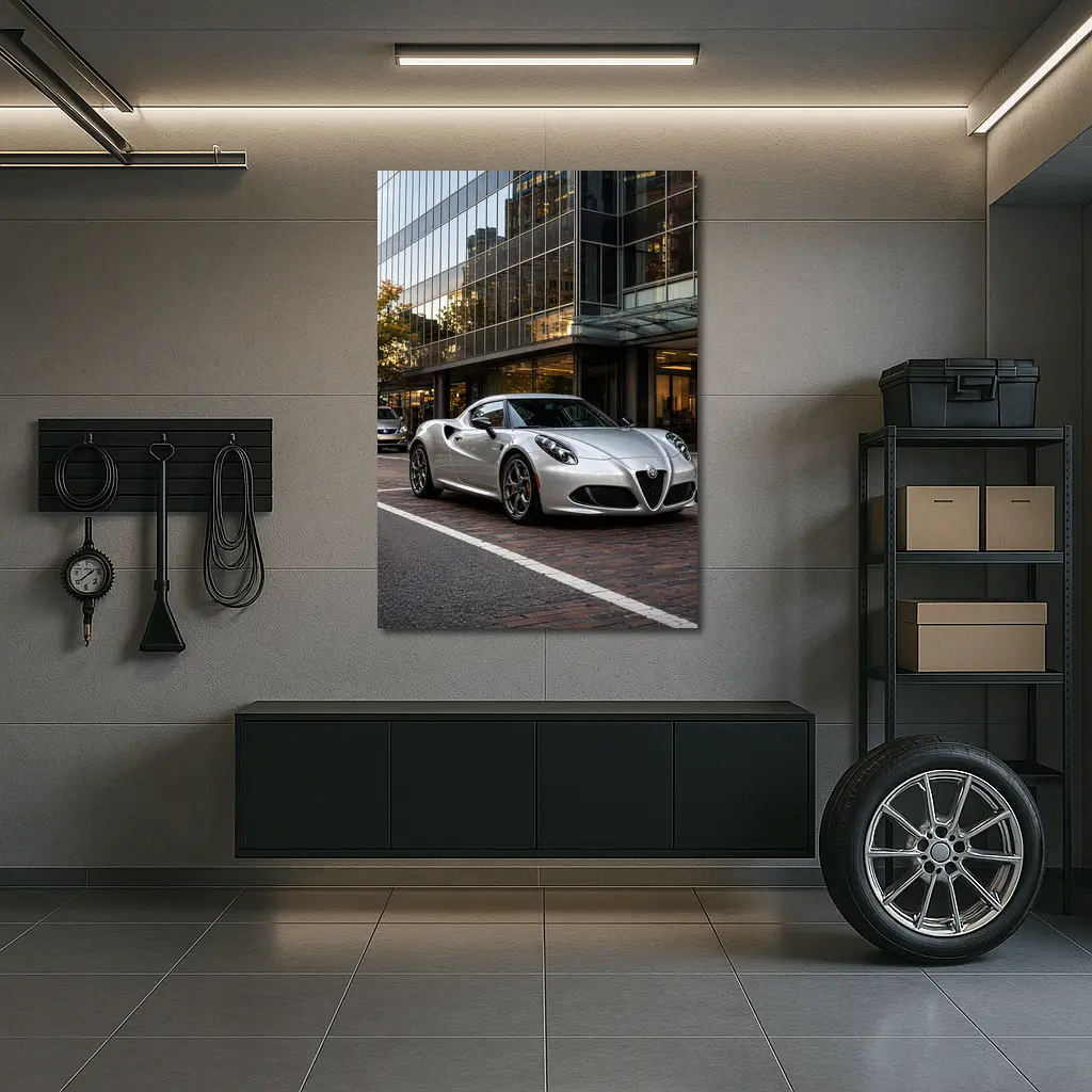 Alfa Romeo 4C Silver Urban City Street – Wall Art