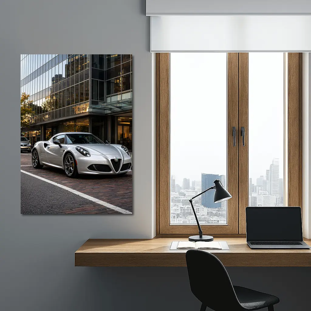 Alfa Romeo 4C Silver Urban City Street – Wall Art