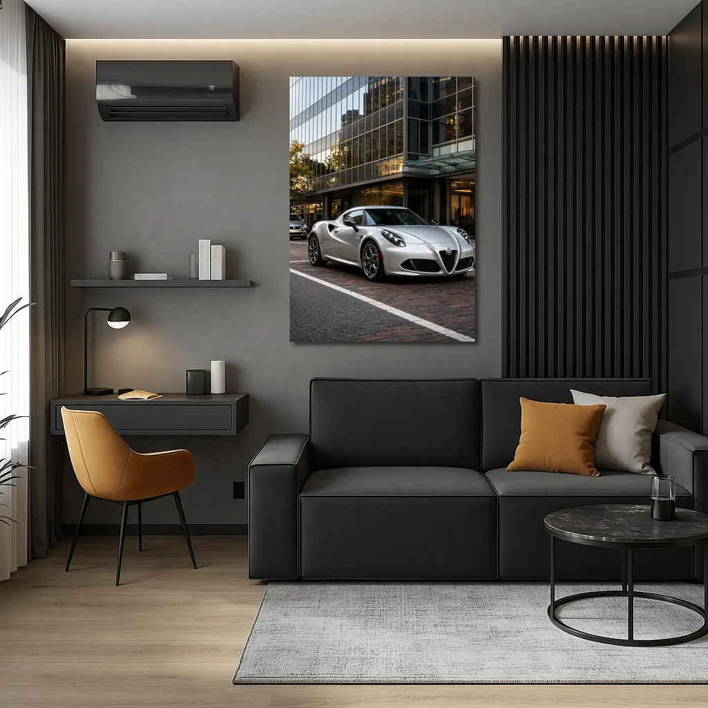 Alfa Romeo 4C Silver Urban City Street – Wall Art