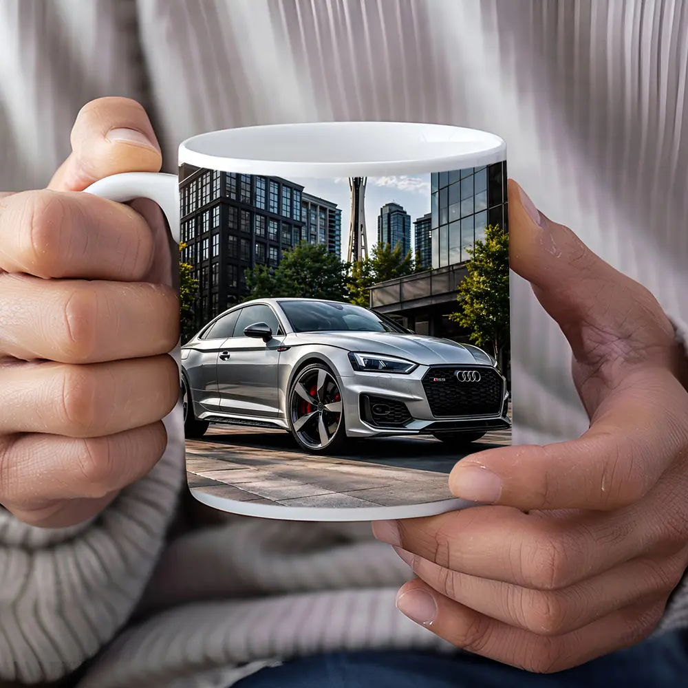Audi RS5 Silver Coupe Seattle Space Needle – Mugs