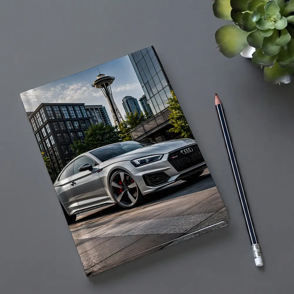 Audi RS5 Silver Coupe Seattle Space Needle – Notebooks