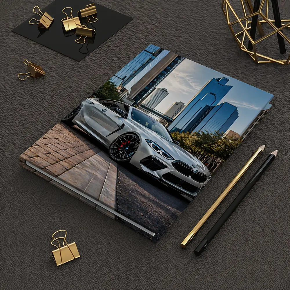 BMW M8 Silver Coupe City Skyline – Notebooks