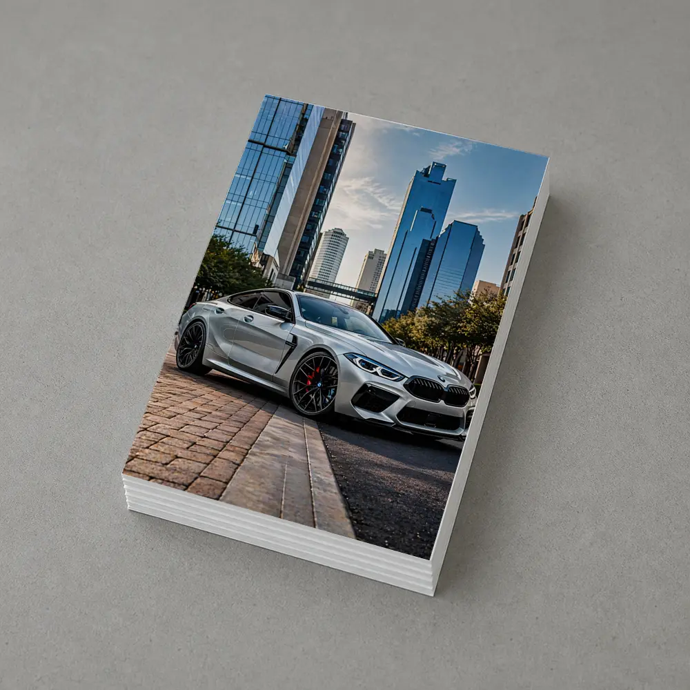 BMW M8 Silver Coupe City Skyline – Postcards