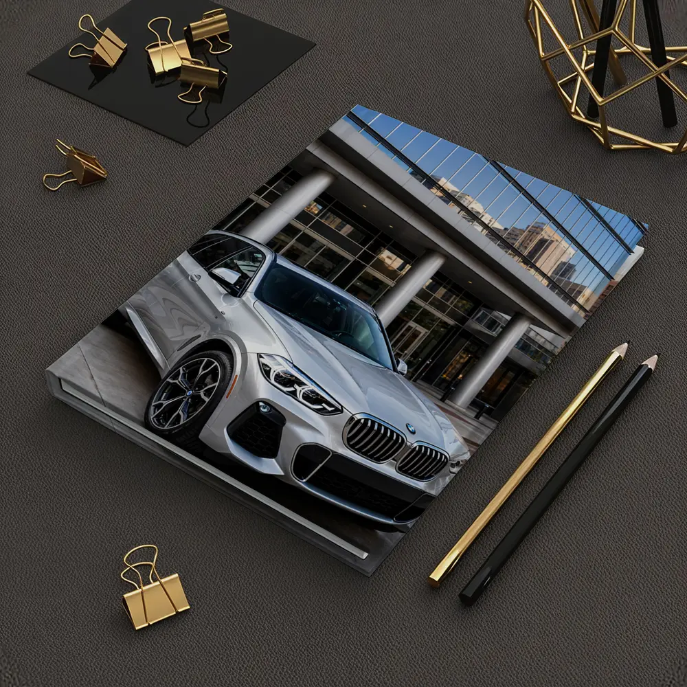 BMW X5 Silver SUV Urban Building Background – Notebooks