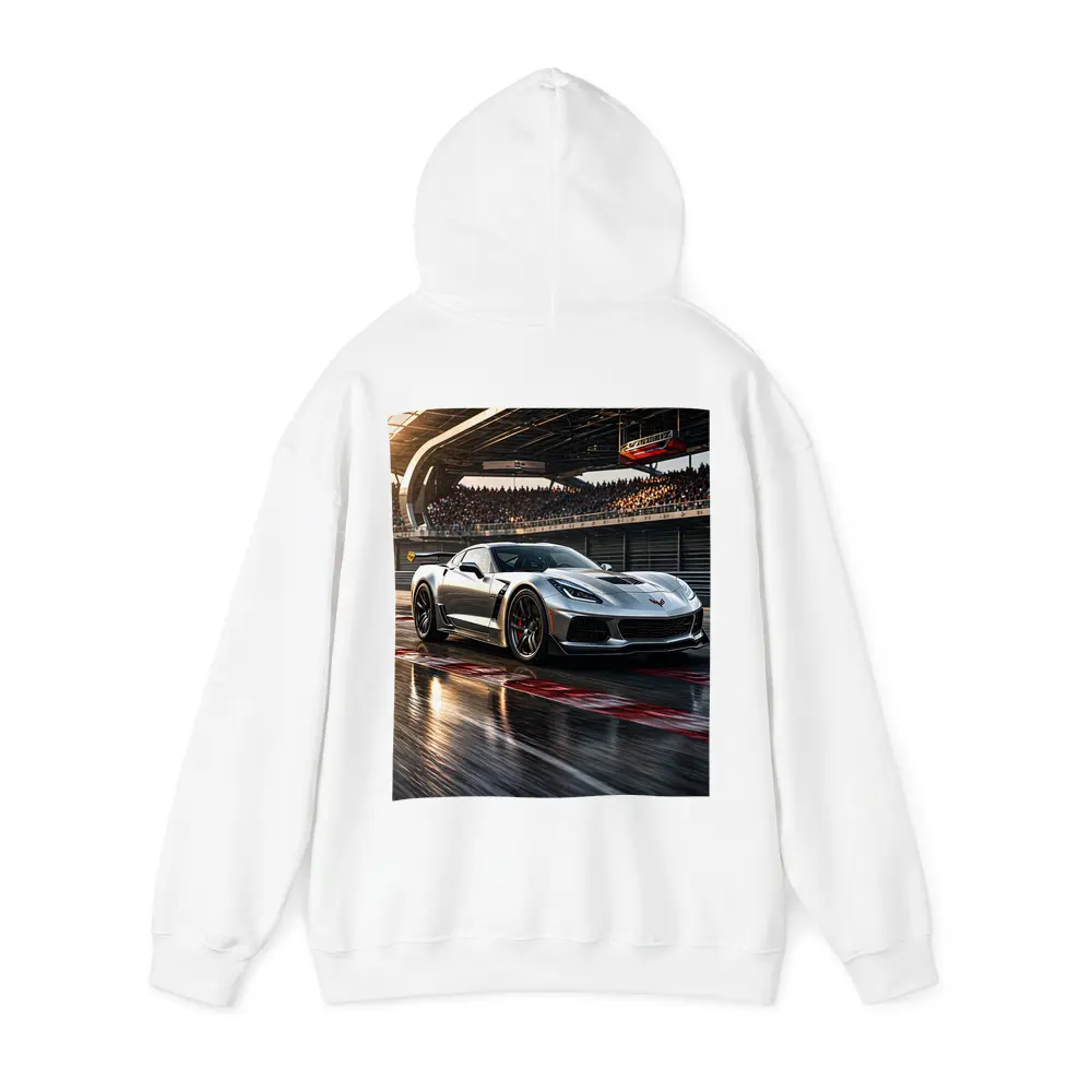 Chevrolet Corvette Silver Race Track Sunset – Hoodies