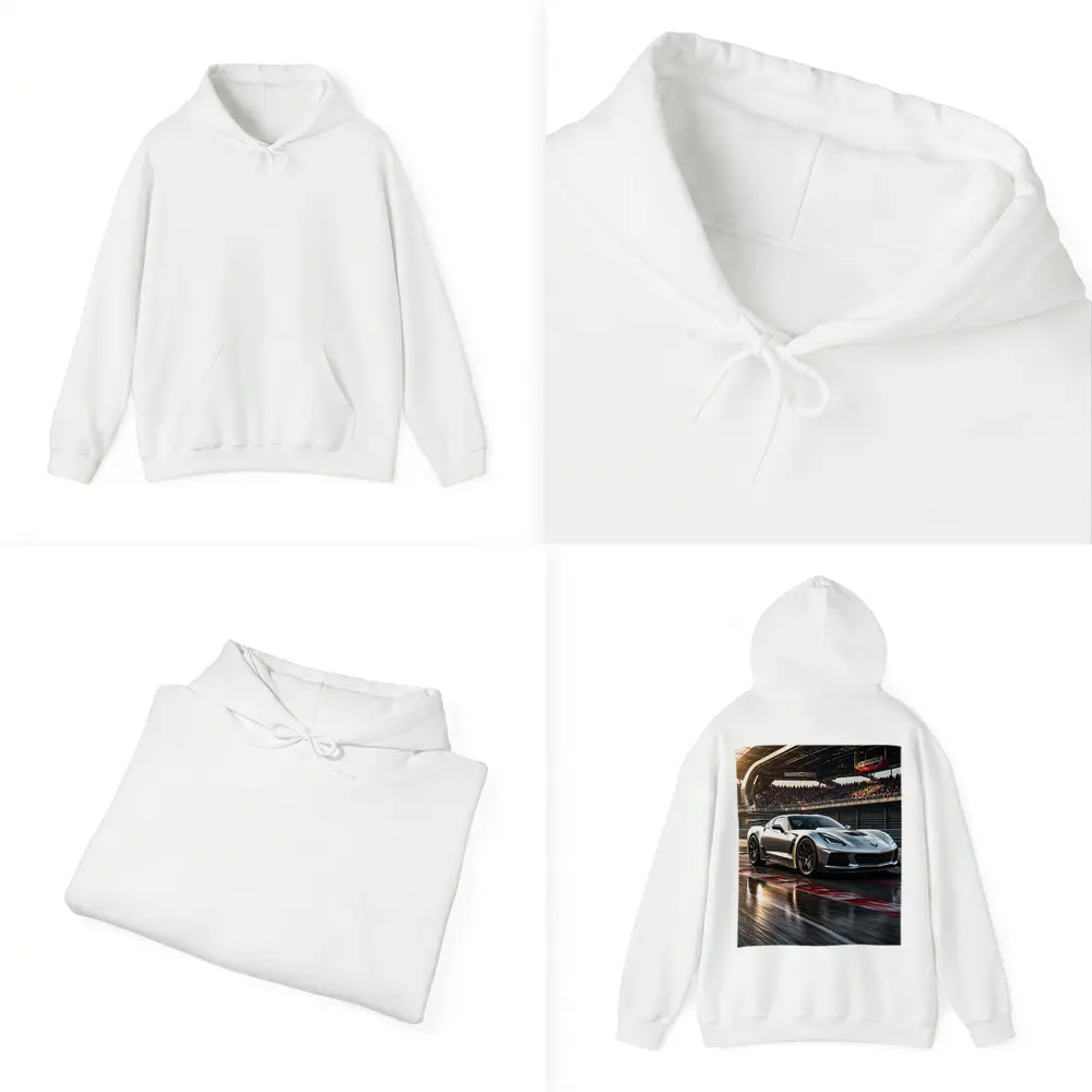 Chevrolet Corvette Silver Race Track Sunset – Hoodies