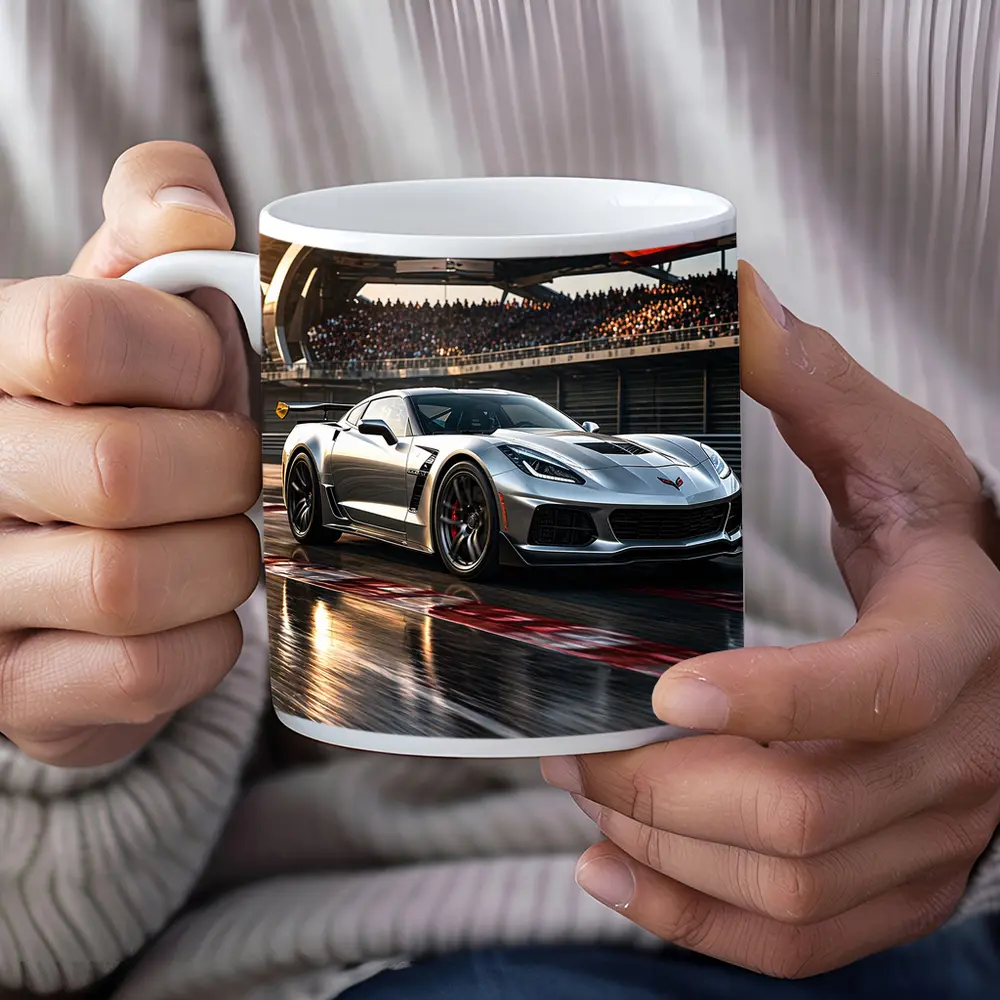 Chevrolet Corvette Silver Race Track Sunset – Mugs