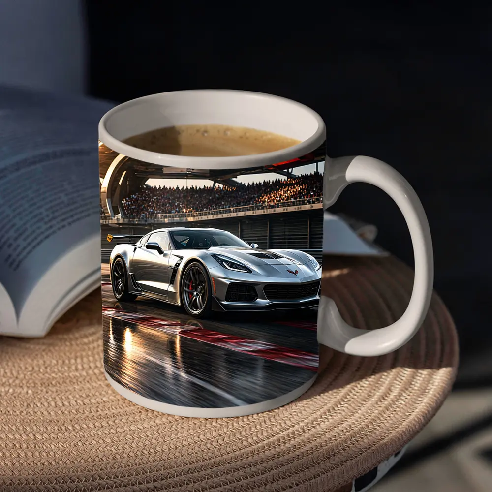 Chevrolet Corvette Silver Race Track Sunset – Mugs
