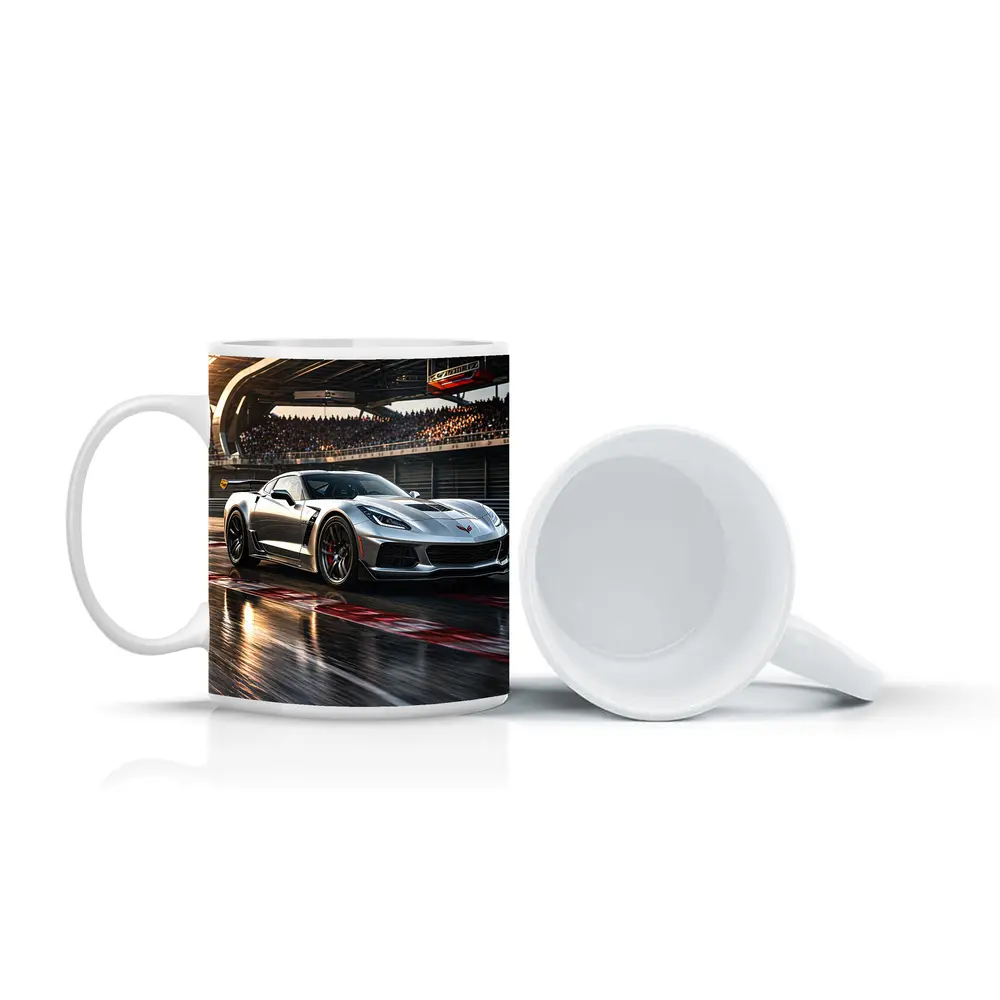 Chevrolet Corvette Silver Race Track Sunset – Mugs