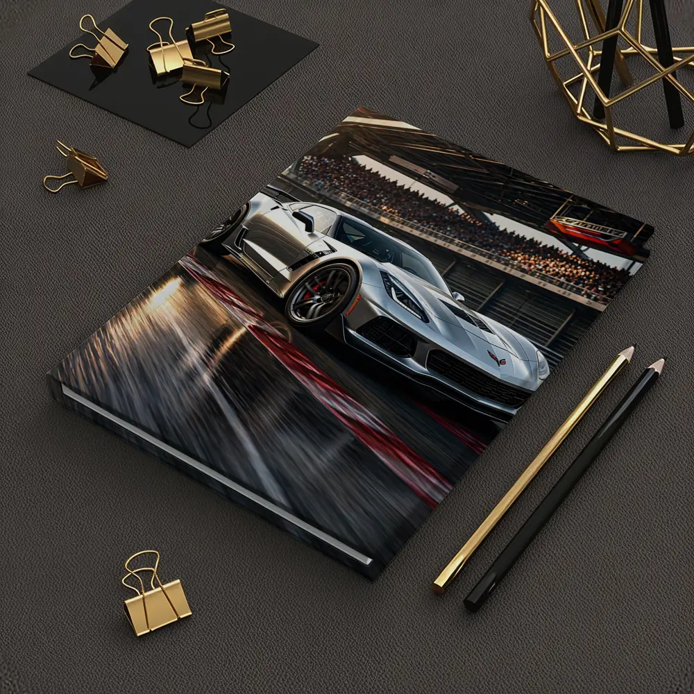Chevrolet Corvette Silver Race Track Sunset – Notebooks