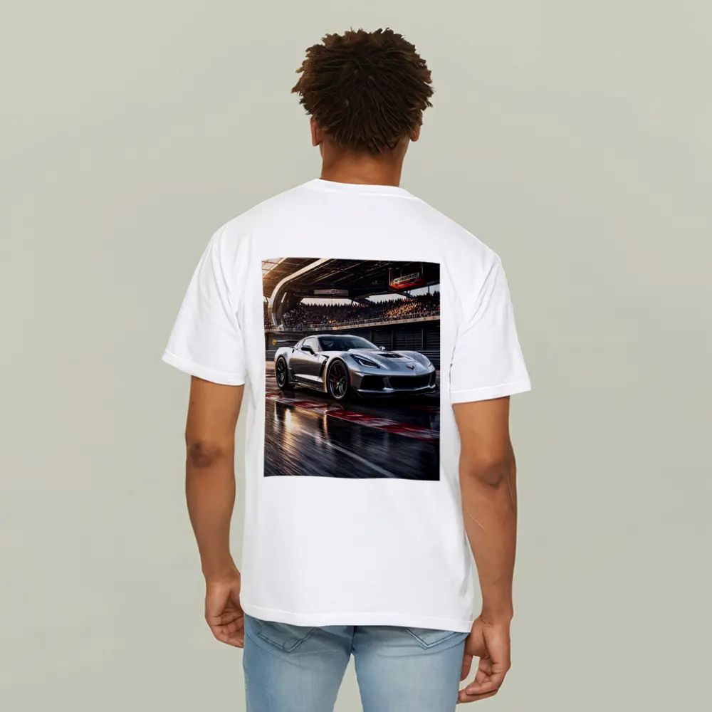 Chevrolet Corvette Silver Race Track Sunset – T-Shirts