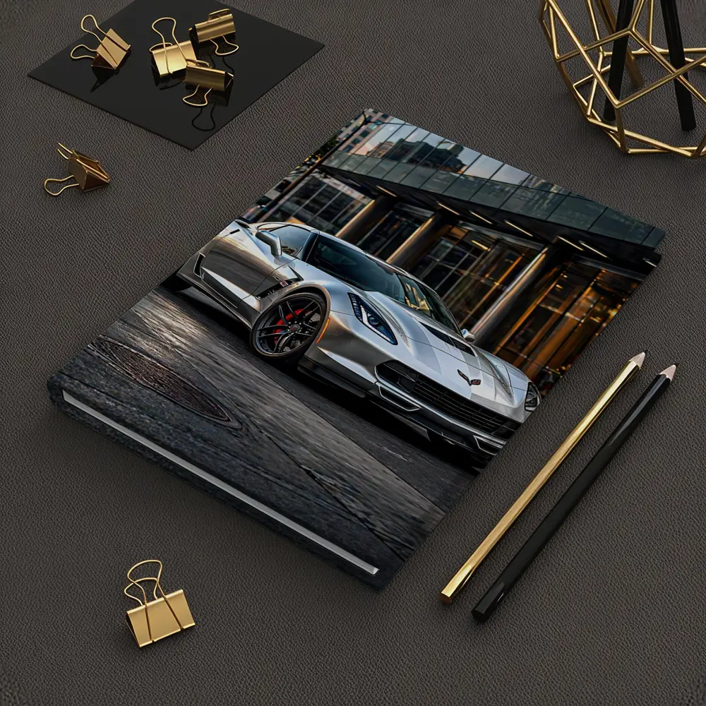 Chevrolet Corvette Silver Urban City Setting – Notebooks