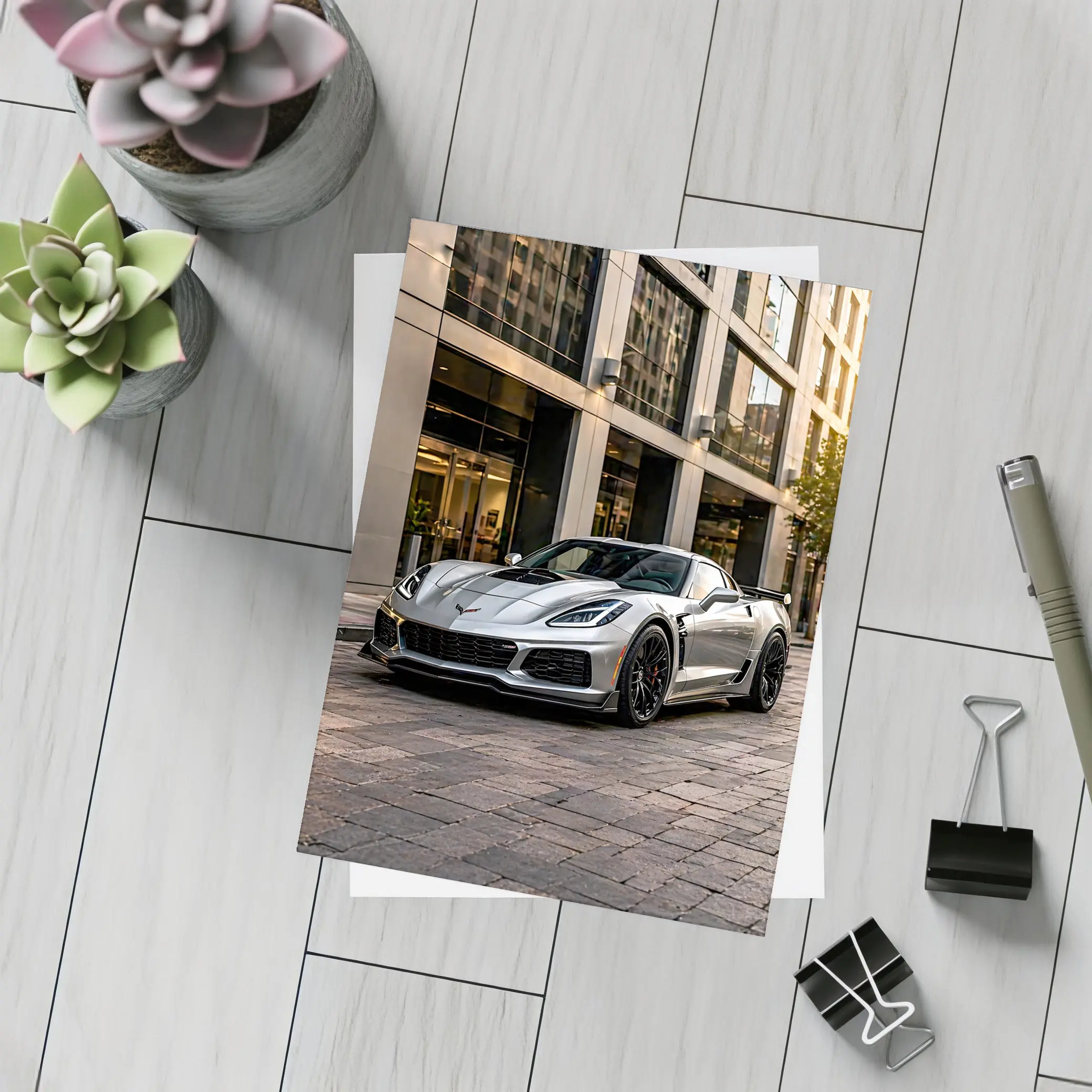 Chevrolet Corvette Z06 Silver Urban Street – Postcards