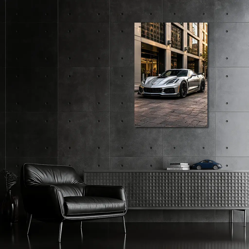 Chevrolet Corvette Z06 Silver Urban Street – Wall Art