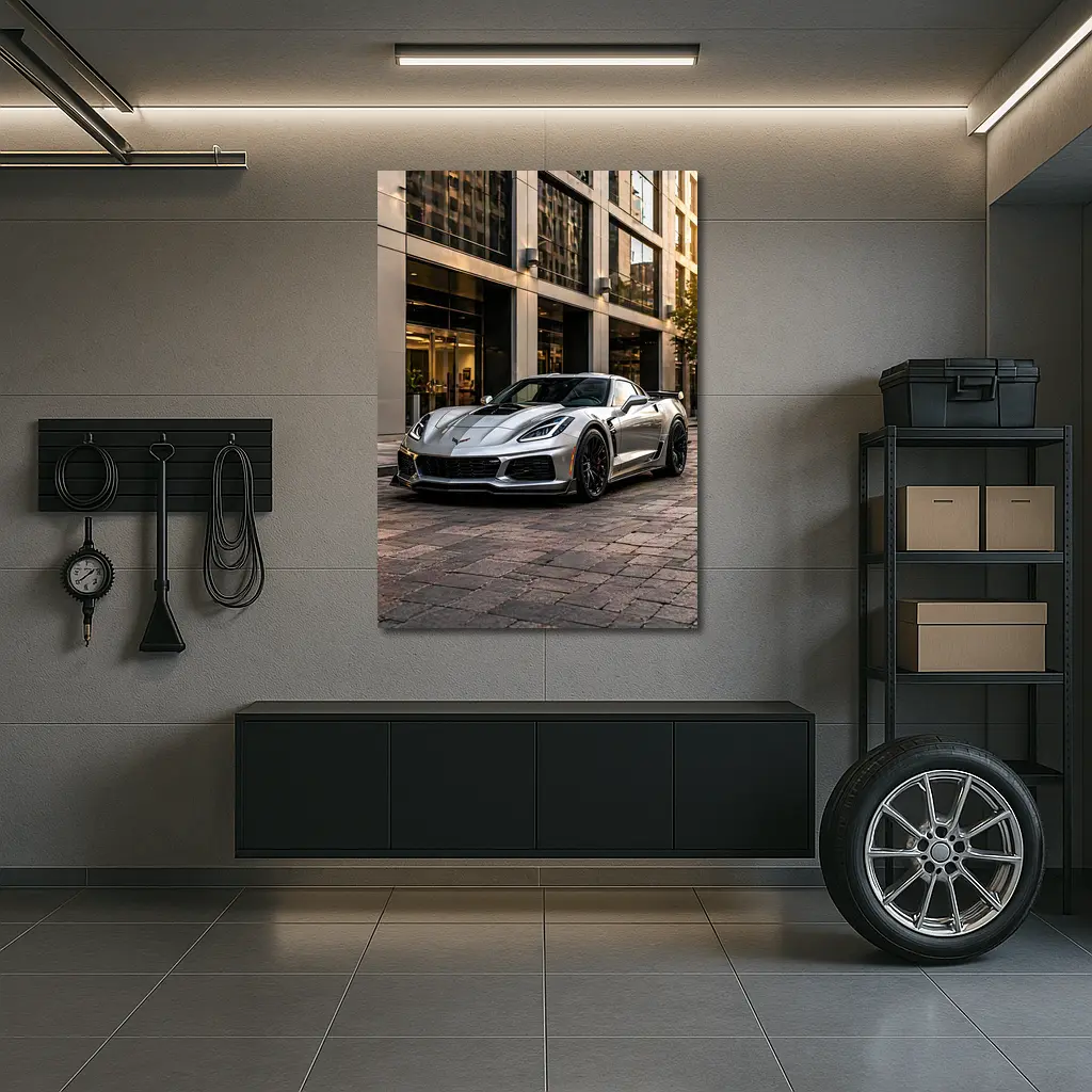 Chevrolet Corvette Z06 Silver Urban Street – Wall Art