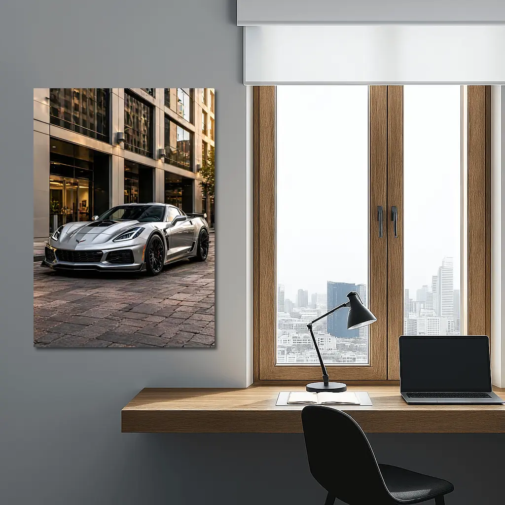 Chevrolet Corvette Z06 Silver Urban Street – Wall Art