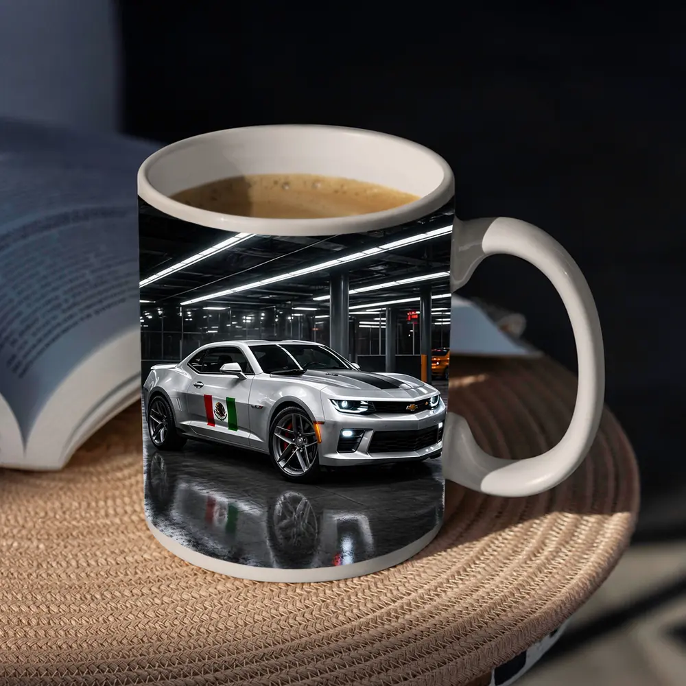 Chevrolet Camaro Silver Mexican Flag Garage Night – Mugs