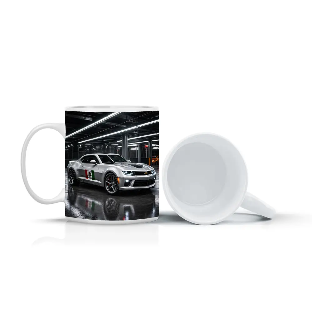 Chevrolet Camaro Silver Mexican Flag Garage Night – Mugs