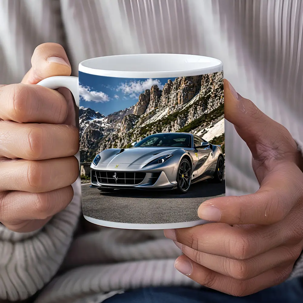 Ferrari 812 Superfast Silver Mountain Road – Mugs