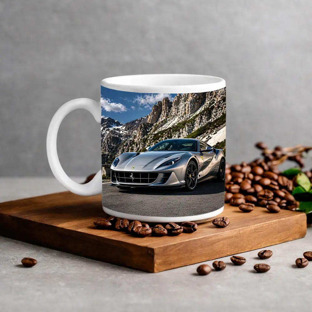 Ferrari 812 Superfast Silver Mountain Road – Mugs